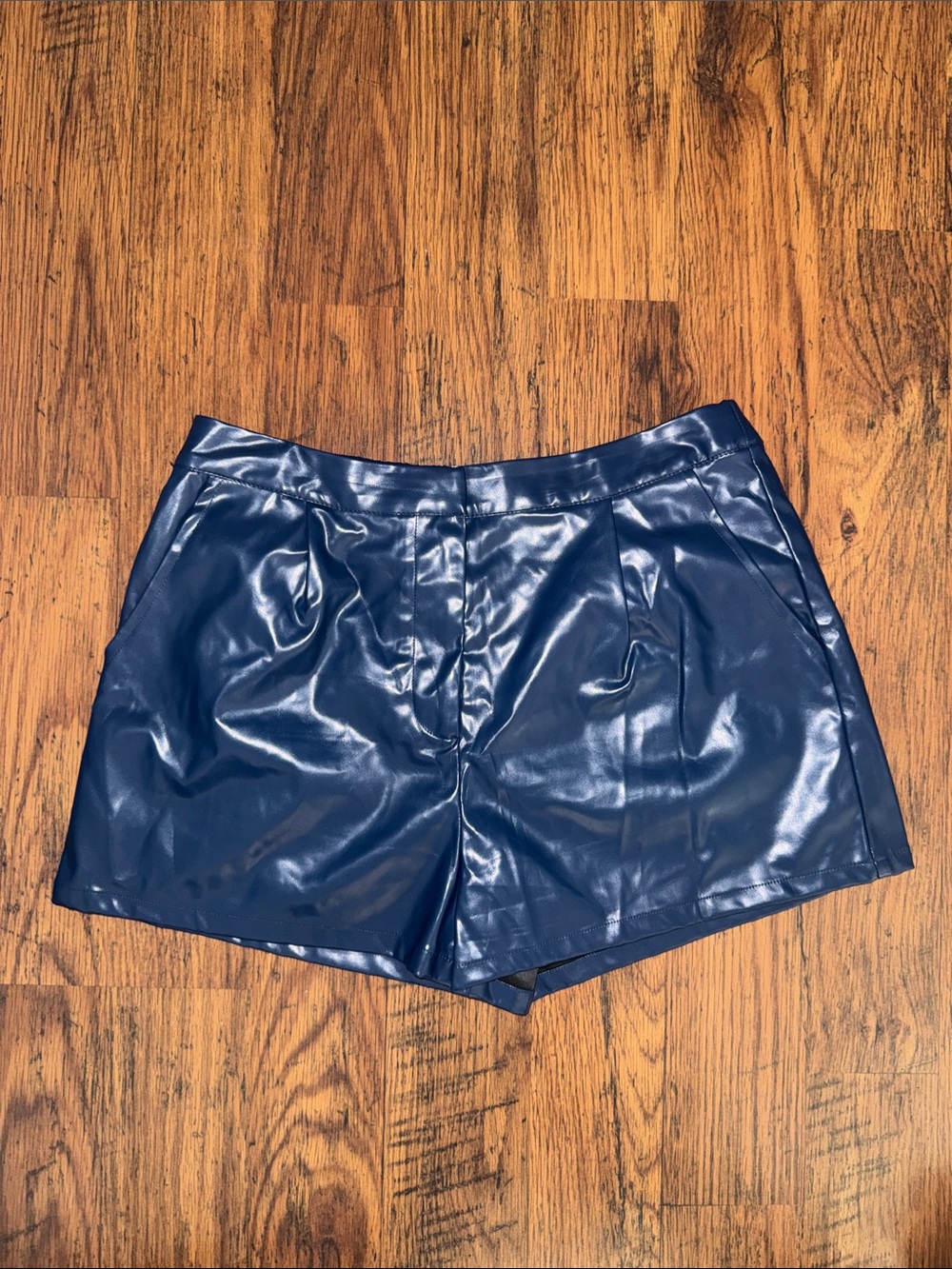 Faux Leather Navy Women's Shorts 18.T